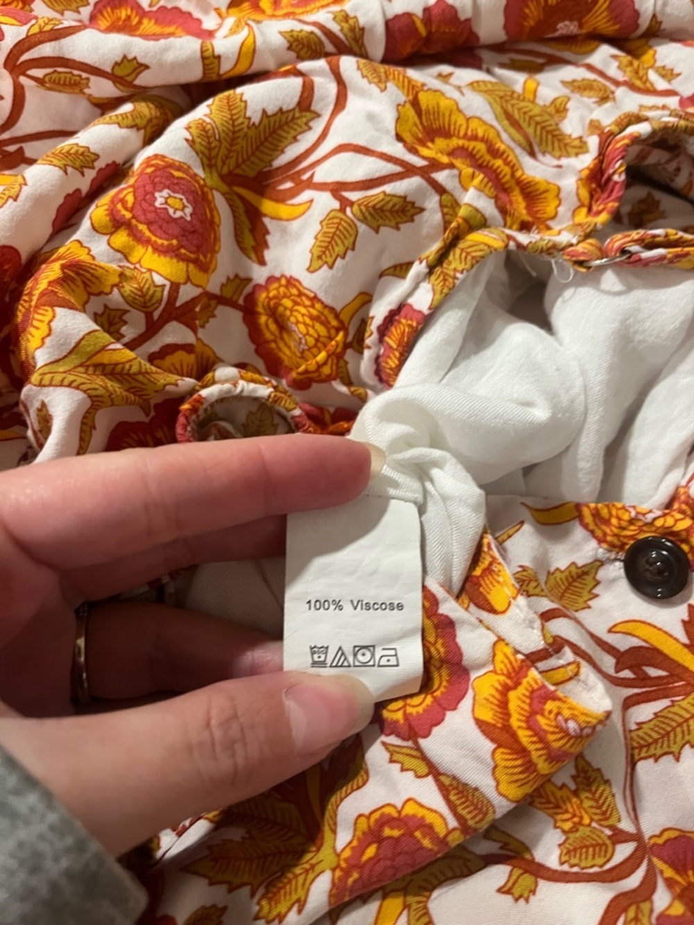 Boho Floral Button-Front Mini Dress - Small - Picture 8 of 9